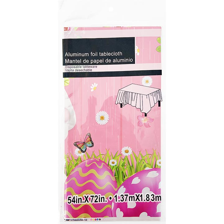 PARTY TABLE COVER W/ BUNNY & EGG 54x72in (137.16x182.88cm)