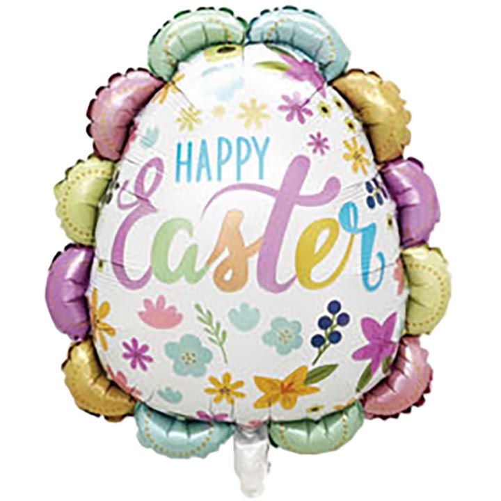 PARTY  BALLOON "HAPPY EASTER" EGG SHAPE 21x22in (53.34x55.88cm)