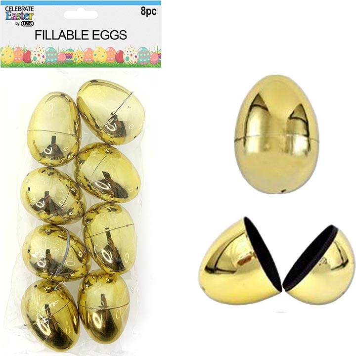 FILLABLE EGGS GOLD 8PC 2.5in (6.35cm)