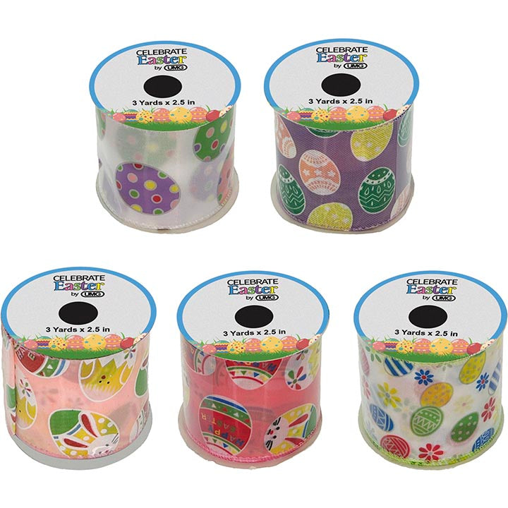 CRAFT RIBBON SATIN/BURLAP 24PC DISPLAY 2.5INx3YD