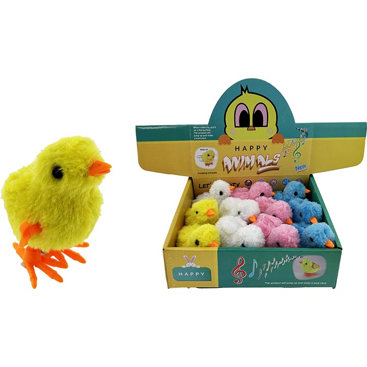 TOY CHICK WIND-UP MULTI-COLOR 12PC DISPLAY BOX 3.5in(9cm)