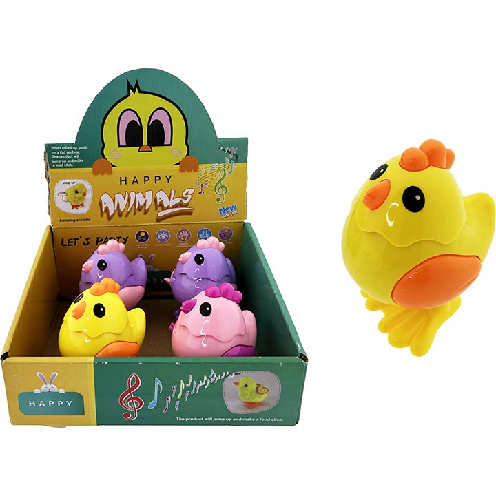 TOY DUCK/CHICK WIND-UP MULTI-COLOR 12PC DISPLAY BOX 3.35in(8.5cm)