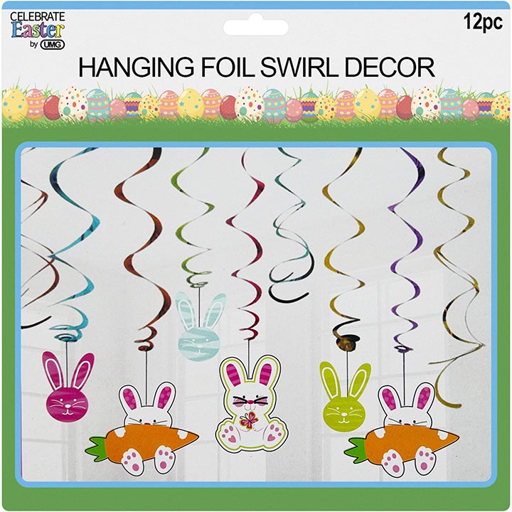 HOME DÉCOR HANGING SWIRL FOIL 12PC 10in(25cm)