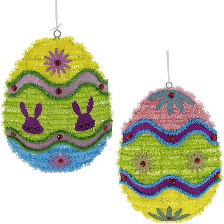 HOME DÉCOR TINSEL EGG 2 DESIGNS ASSORTED 12.5x9.25in(31.75x23.5cm)