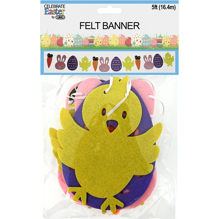 HOME DÉCOR FELT BANNER W/ EASTER CHARACTERS 12PC 6inx5ft (15cmx1.5m)