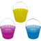 BUCKET PLASTIC 3 COLORS ASSORTED 8(TD)x6(H)x5(BD)in (20x15x12.7cm)
