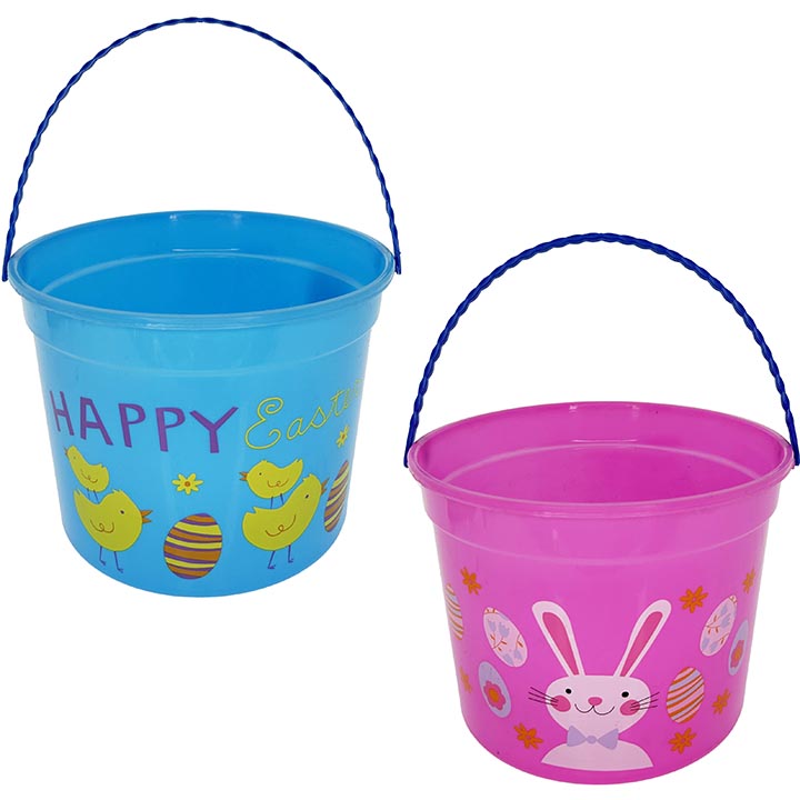 BUCKET PLASTIC 2 COLORS ASSORTED 8(TD)x6(H)in (20x15cm)