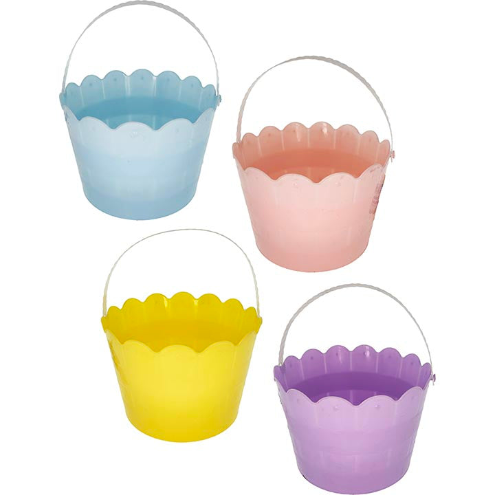 BUCKET PLASTIC 3 COLORS ASSORTED 8(TD)x5(H)x6(BD)in (20x12.7x15cm)
