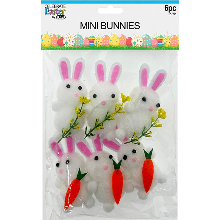 FOAM BUNNY DÉCOR PLUSH 6PC 2.75in (7cm)