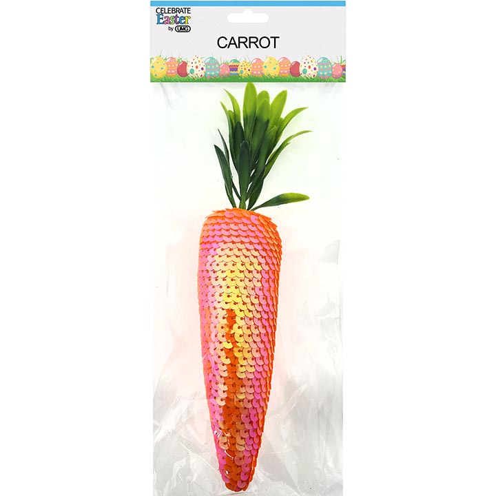 FOAM CARROT DÉCOR SEQUIN 1PC 1.5x9in (4x23cm)