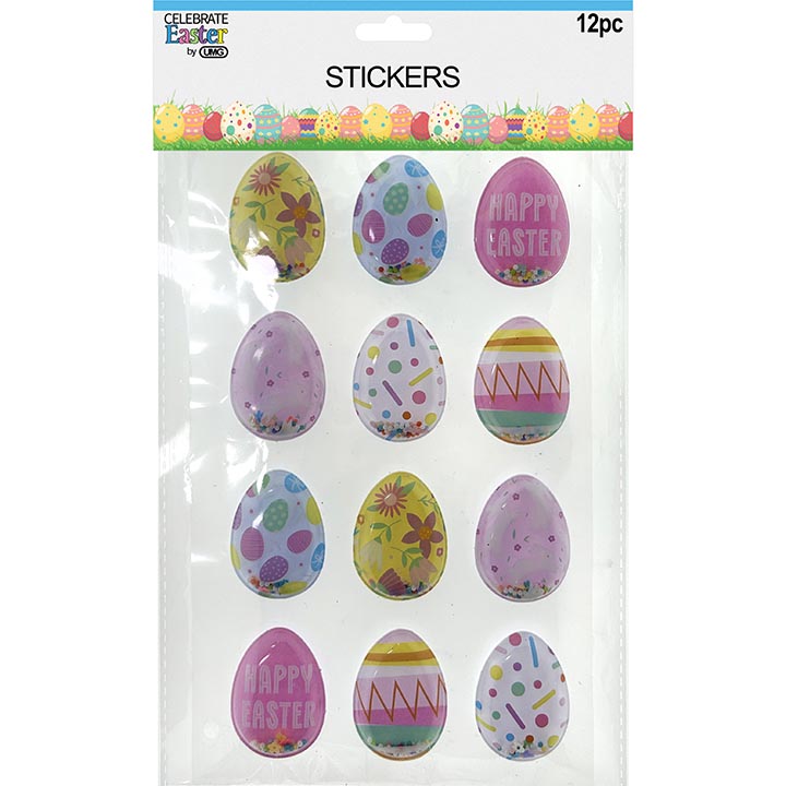 CRAFT STICKERS POP EGGS 12PC 1.5x2IN