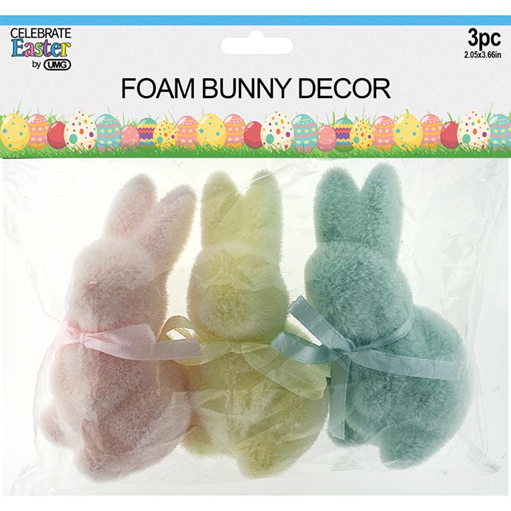 FOAM DECOR BUNNY 3PC 2x3.7INCH