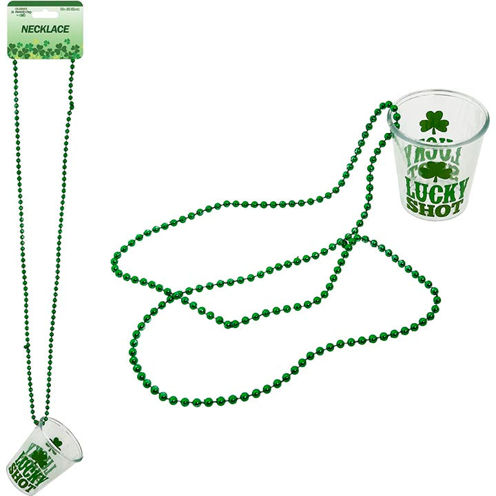 BEADED SHAMROCK NECKLACE LUCKY SHOT 33in (83.82cm)