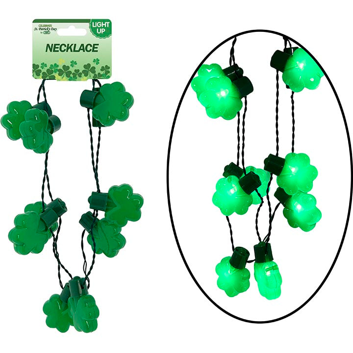 SHAMROCK NECKLACE 9 LED LIGHT UP 33in (83.82cm)
