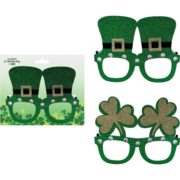 GLITTER GLASSES ST. PATRICK 2 ASSORTED