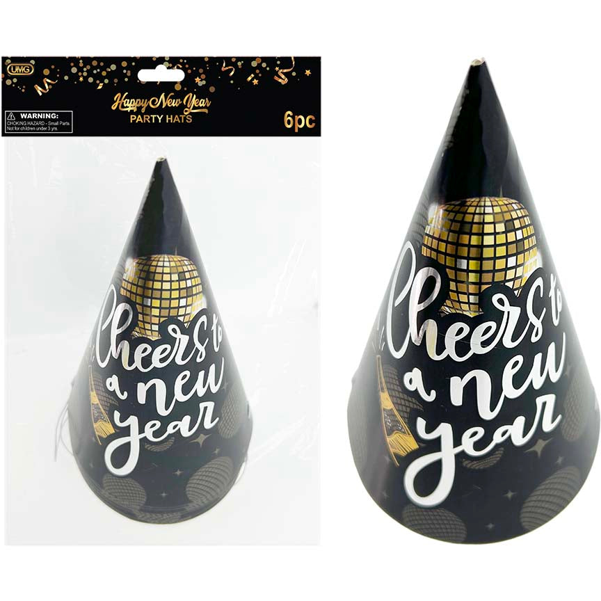PAPER HAT NEW YEAR 6PC 6.5x4.5IN