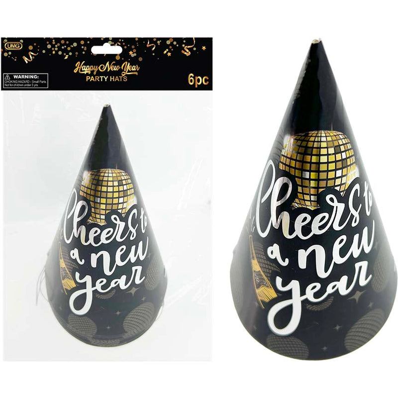 PAPER HAT NEW YEAR 6PC 6.5x4.5IN