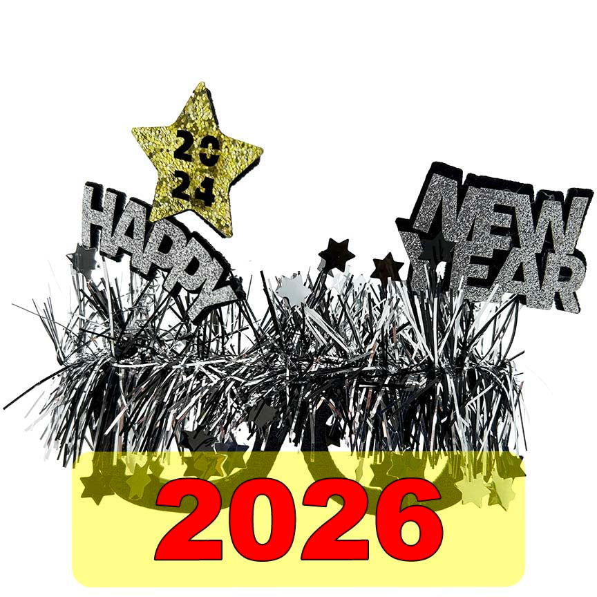 GLASSES NEW YEAR W/ TINSEL DECOR
