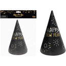 NEW YEAR CONE HAT 6PK BLACK