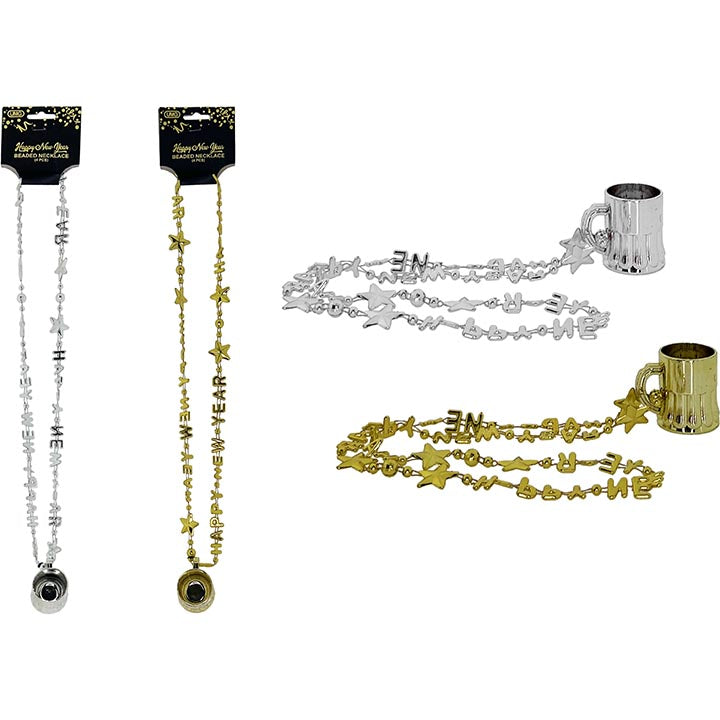 BEADED NECKLACE W/ MUG 2 COL ASTD