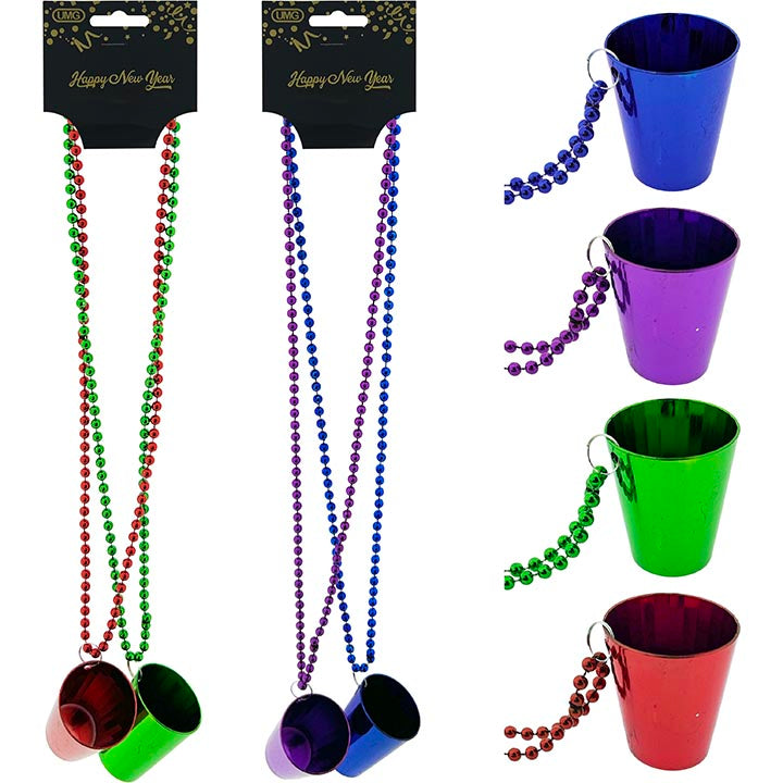 BEADED NECKLACE W/ CUP 2ASTD 2PC 80CM