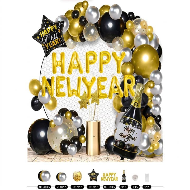 BALLOON KIT NEW YEAR 71PC 5-18in (12.7-45.72cm)