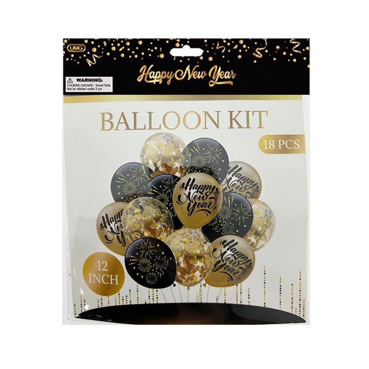 BALLOON SET 3 ASSORTED 18PC 12in (30.48cm)