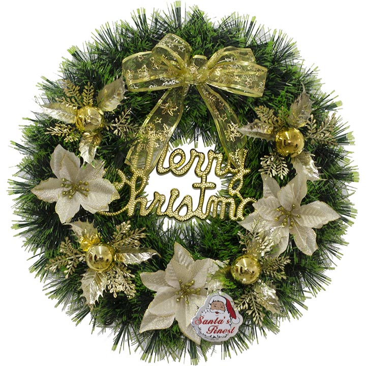 WREATH 36CM DECORATED GOLD MD