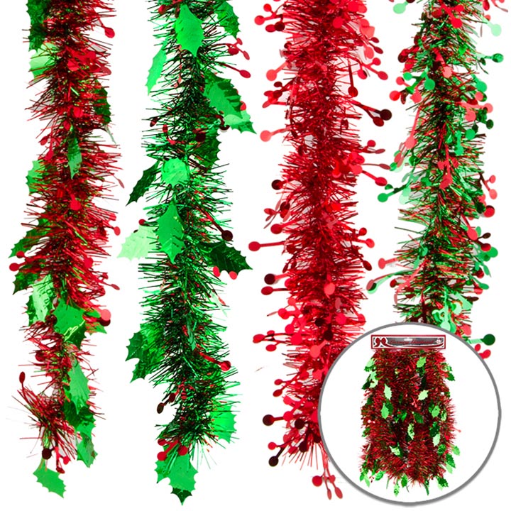 GARLAND HOLY LEAF&BERRY 2ASSTD R&GRN