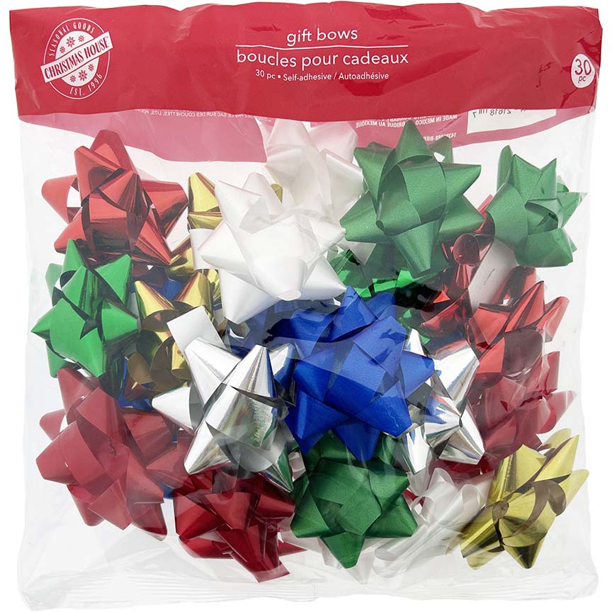 GIFT BOWS 30-PC CHRISTMAS HOUSE