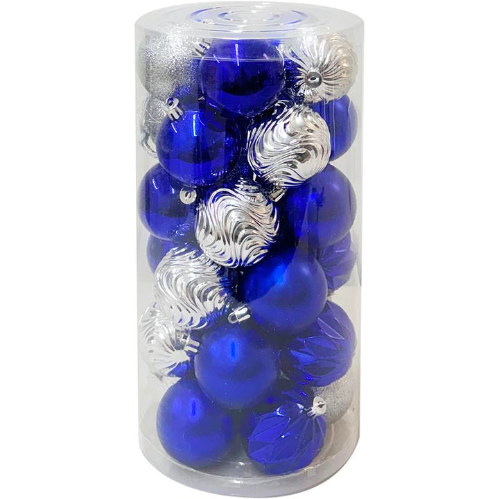 30PK BALL TUBE BLUE&SLVR 6CM