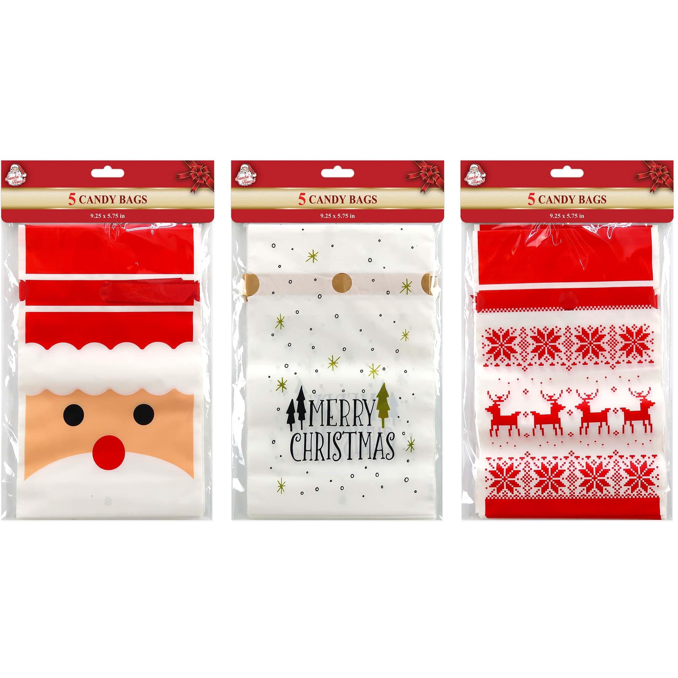 CANDY BAG 5PK CHRISTMAS 3ASTD