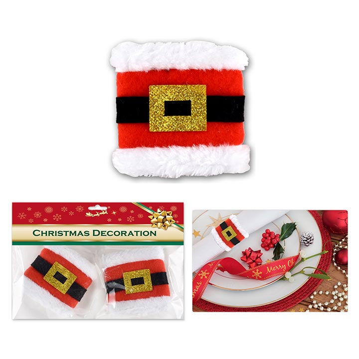 SANTA BELT NAPKIN RING 2PK 3"X2.75"