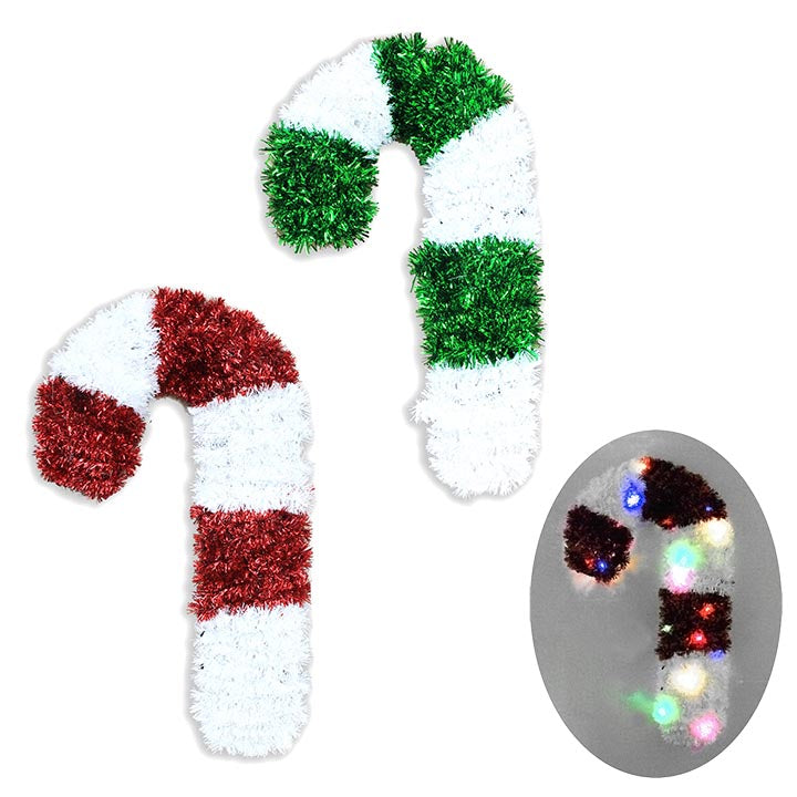 CANDY CANE TINSEL 13IN LIGHT UP