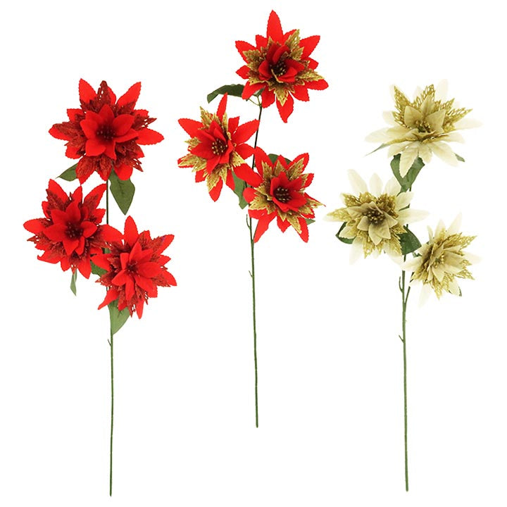 POINSETTIA VELVET 3-BR 60CM 3ASTD