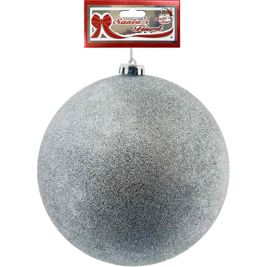 BALL ORNAMENT 20CM GLITTER SILVER