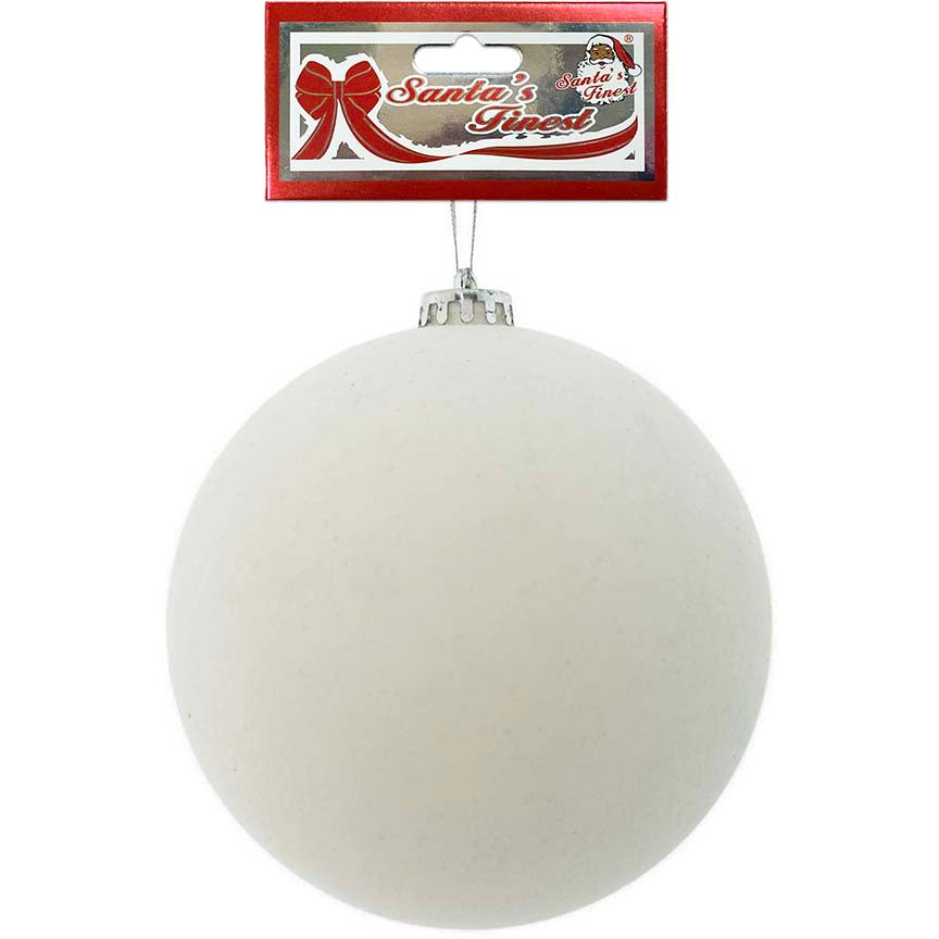 BALL ORNAMENT 15CM FLOCK WHITE