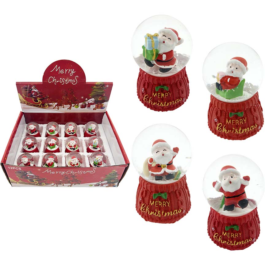 SNOW GLOBE SANTA 4.6*8.5CM DISPLAY