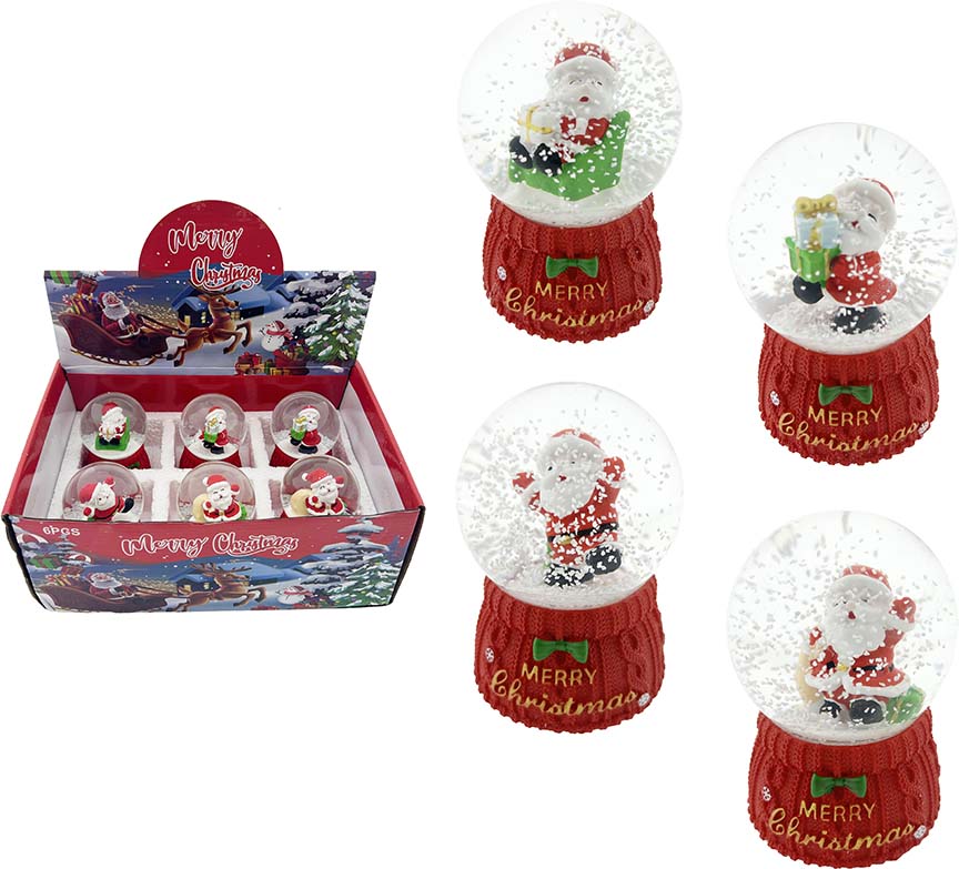 SNOW GLOBE SANTA CLAUS 6PC 6.8*10.6CM