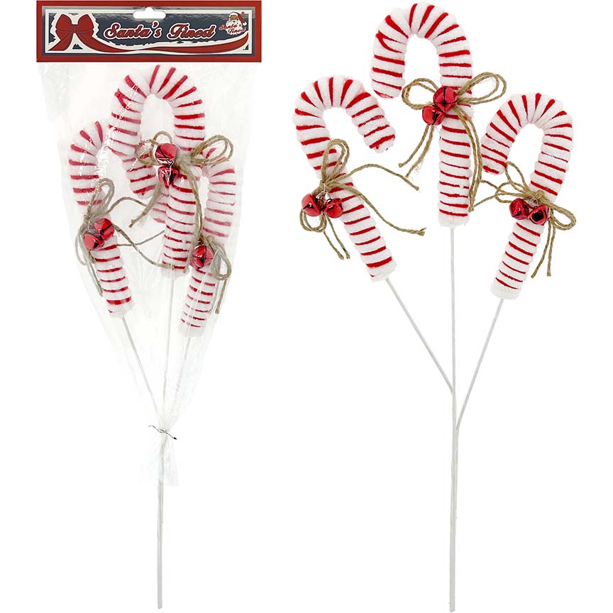 CANDY CANE PICK 3 BRANCH 60CM CND