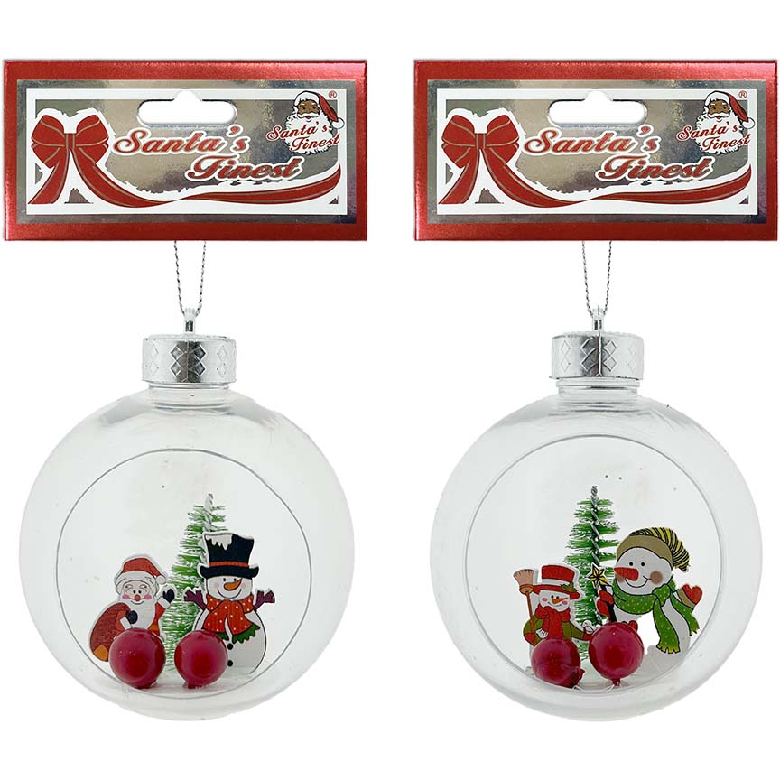 BALL W/ SNOWMAN 1PC 10CM