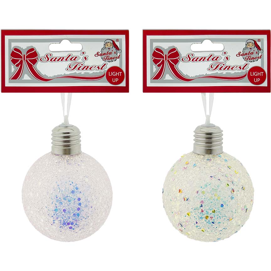 BALL GLITTER PINK 8CM 1PC LIGHT UP