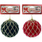 BALL VELVET 10CM RED&GREEN FLOCK