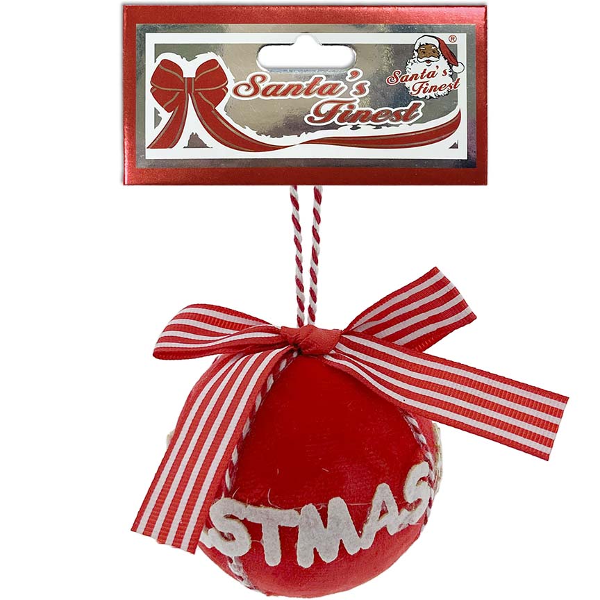 BALL W/ CHRISTMAS LETTER 8CM RED