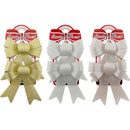BOW RIBBON 17CM 2PC 3ASTD COLOR