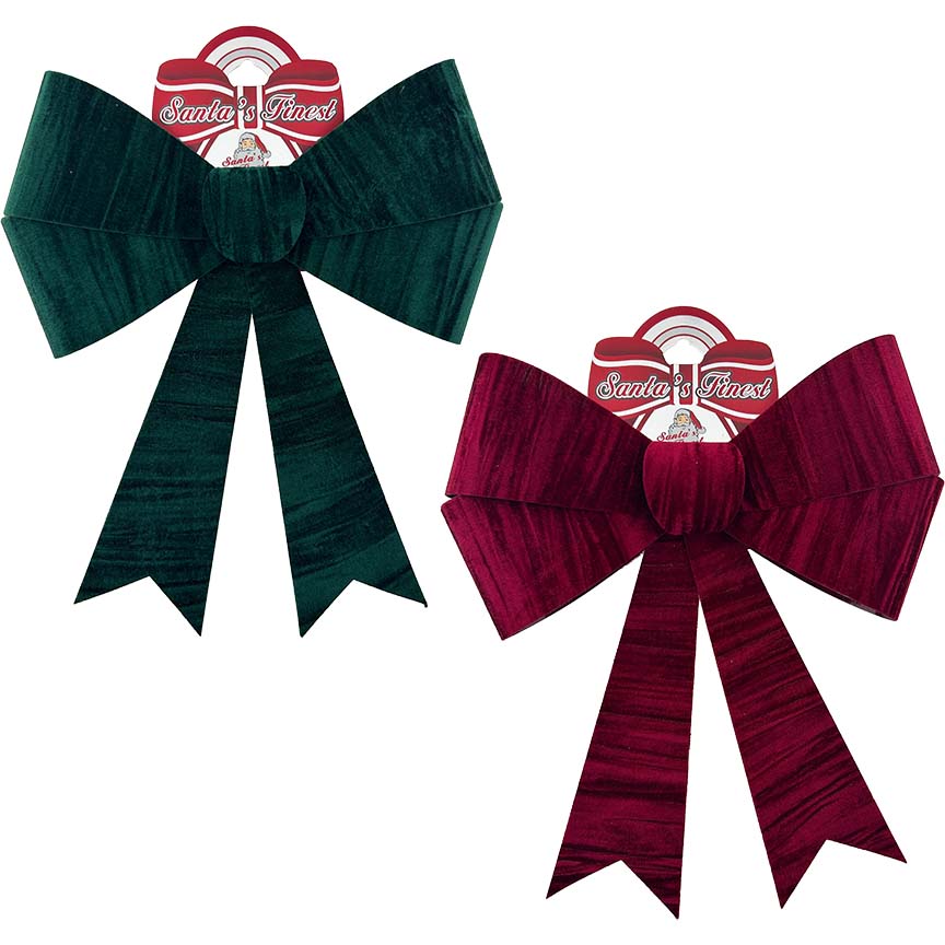BOW RIBBON VELVET 37CM 1PC 2ASTD