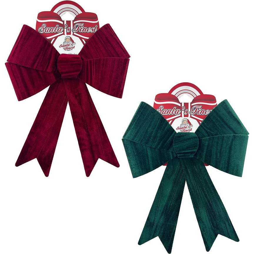 BOW RIBBON VELVET 31CM 1PC 2ASTD