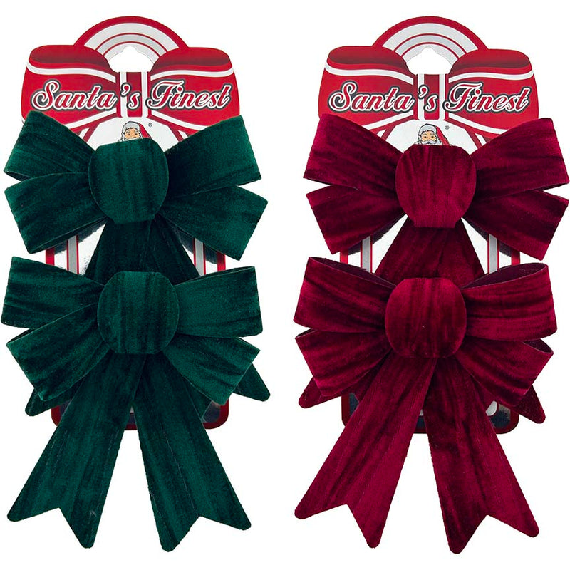 BOW RIBBON VELVET 17CM 2PC 2ASTD
