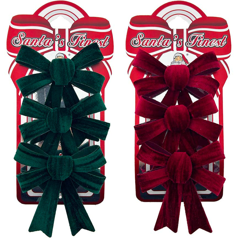 BOW RIBBON VELVET 11CM 3PC 2ASTD