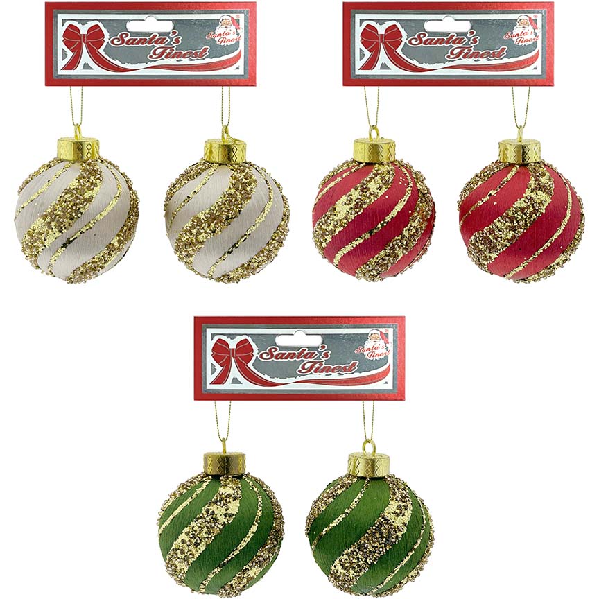 BALL GLITTER SWIRL 2PCx8CM 3ASSTD TRD